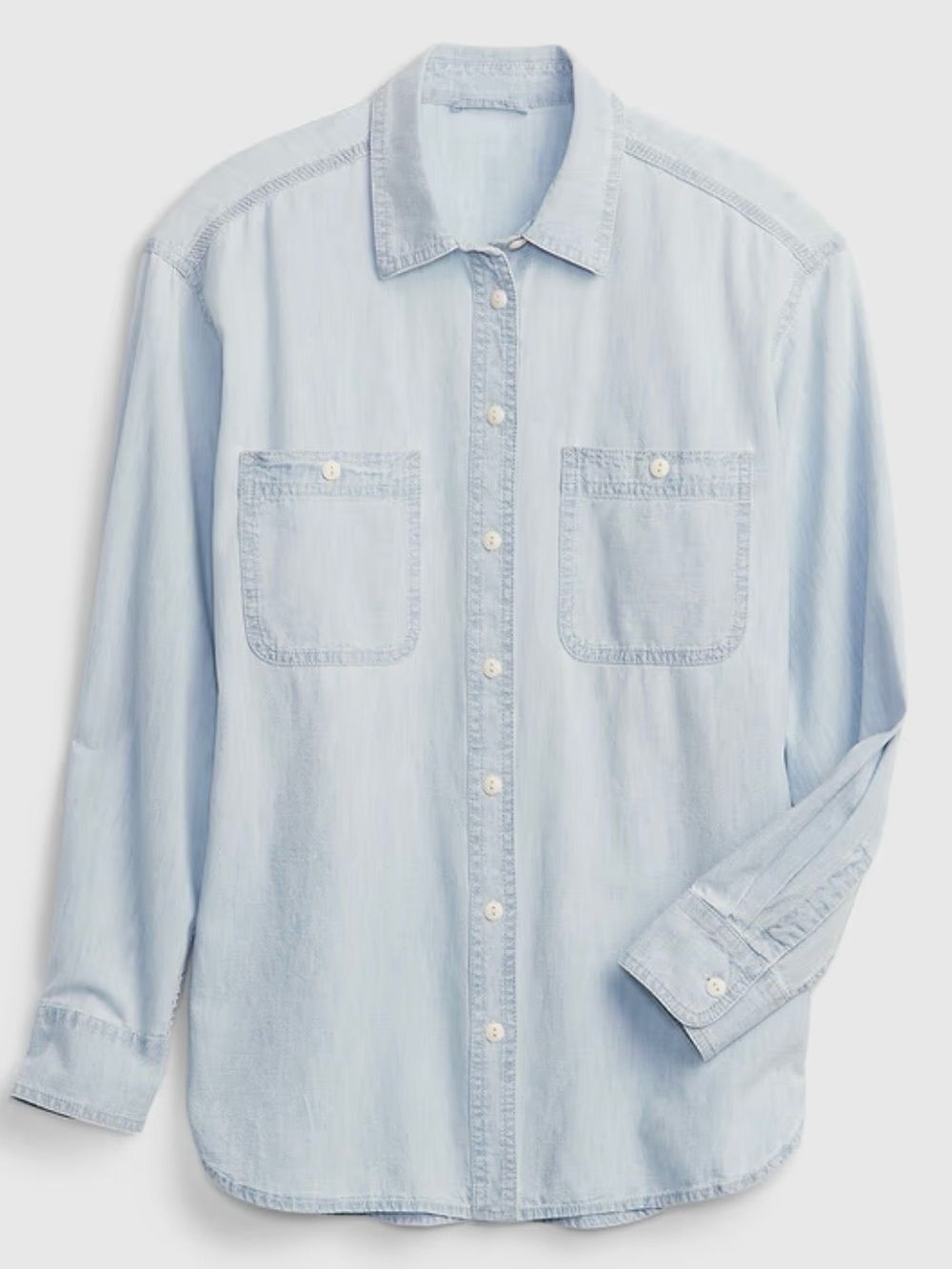 GAP Light Blue Chambray Button-Down Shirt - Picture 6 of 14
